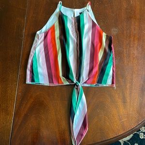 High neck stripped top